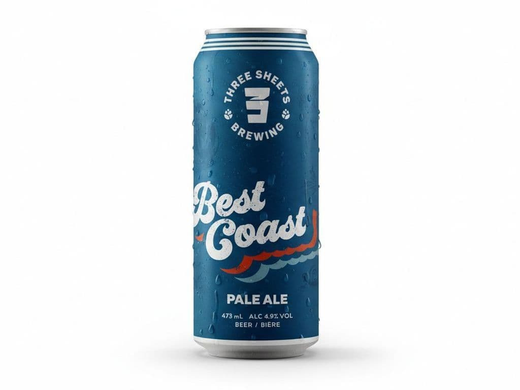 Three Sheets Brewing - Best Coast PALE ALE, Individual 473ml beer can (4.9% ABV)