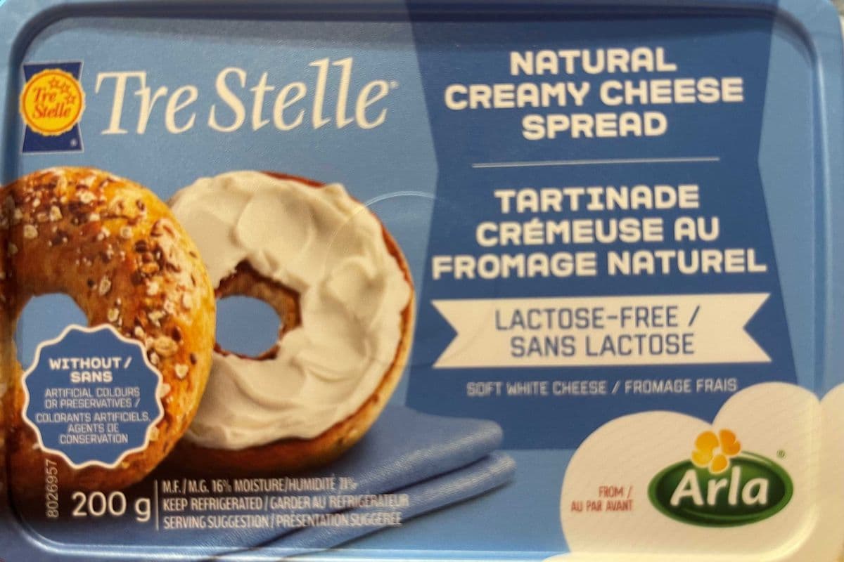 Tre Stelle tartinade cemeuse au fromage naturel sans lactose. Tre Stelle natural creamy cheese spread lactose-free