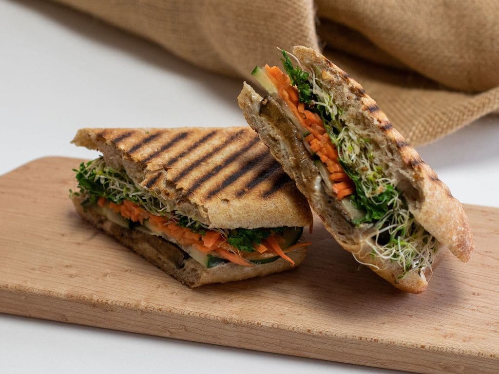 Miso-glazed Eggplant Veggie Sandwich (V)