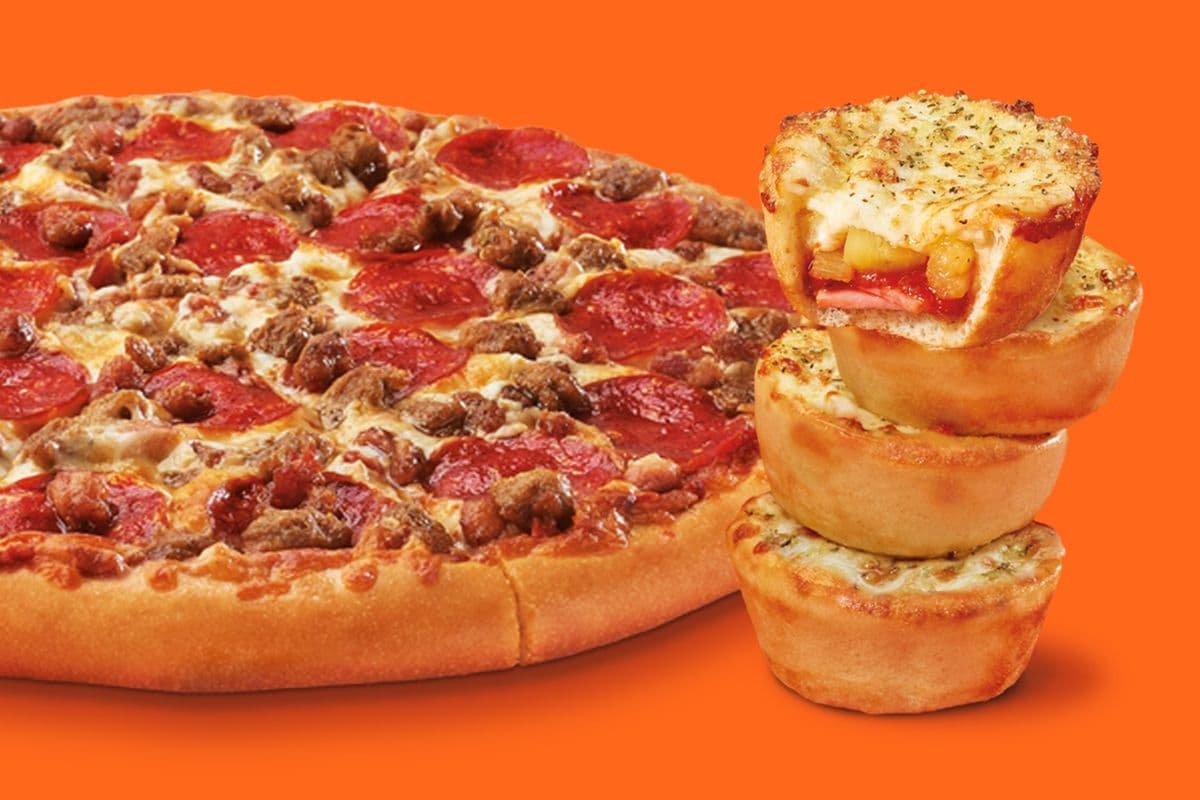 Hula Hawaiian Crazy Puffs & Medium 3 Meat Treat Pizza Bundle
