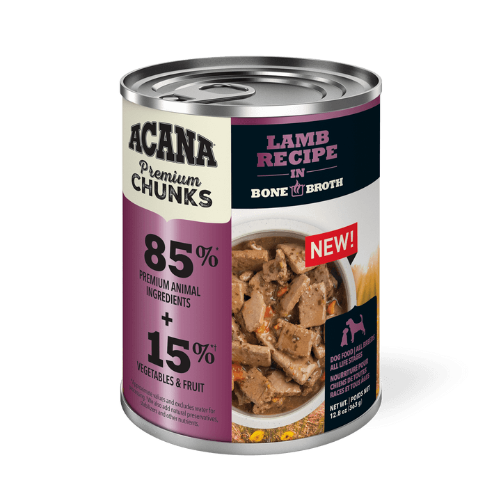 Acana Wet Dog Food - Premium Chunks Lamb Recipe in Bone Broth Canned (12.8 oz)