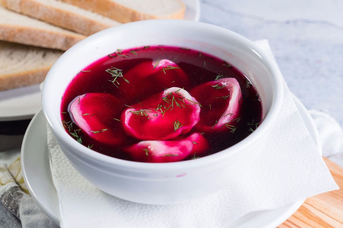 Beetroot Soup with Dumplings - Barszcz Czerwony z Uszkami