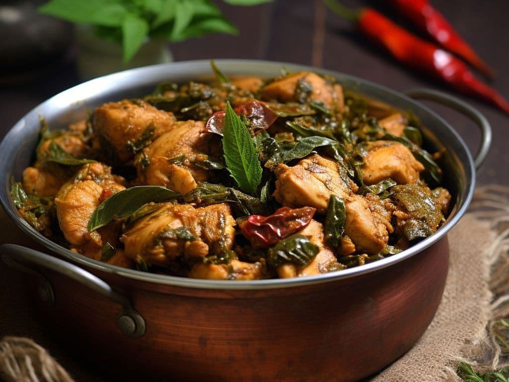 Karivepaku Chicken / Curry Leaf Chicken / Feuilles De Curry Poulet