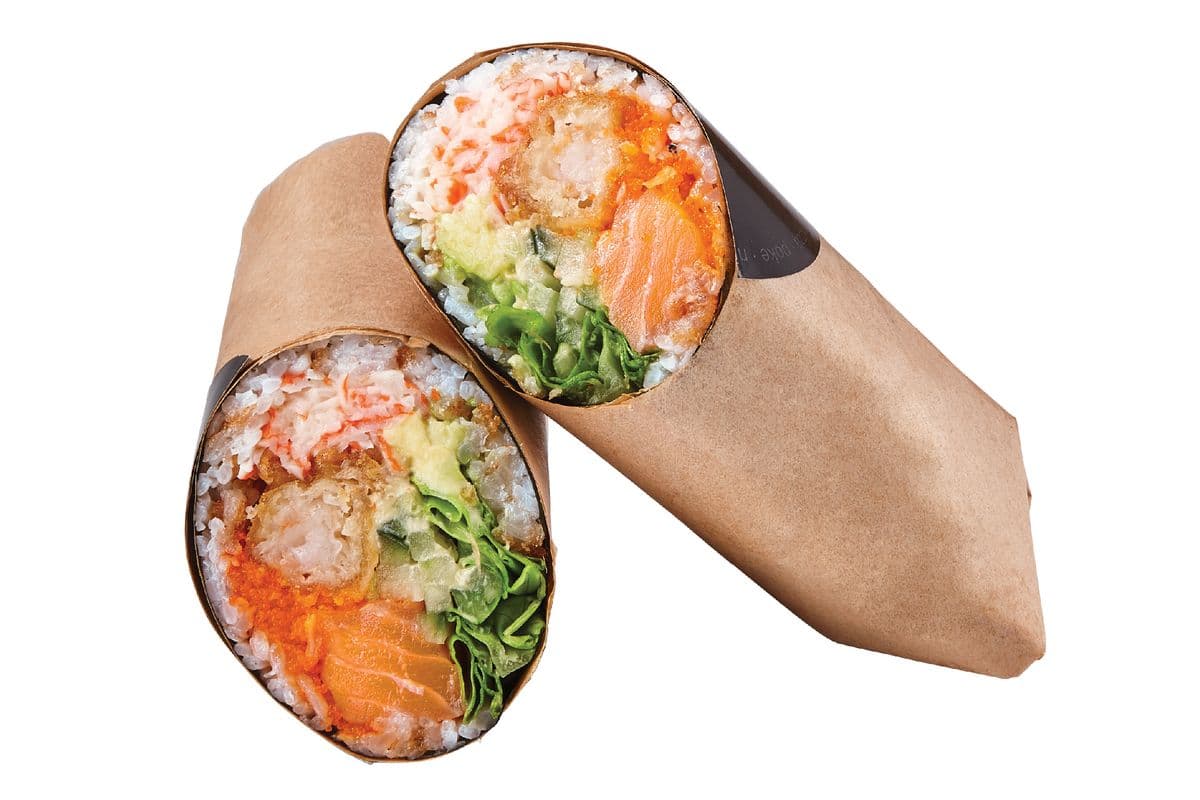 Salmon and Shrimp Tempura Sushi Burrito