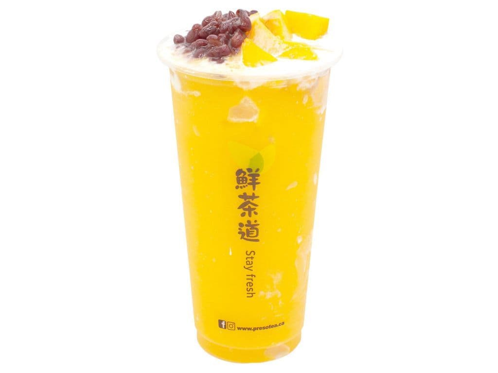 M5 Frappé glacé mangue et noix de coco avec fèves rouges / Fresh Mango Coconut Slush with Red Bean