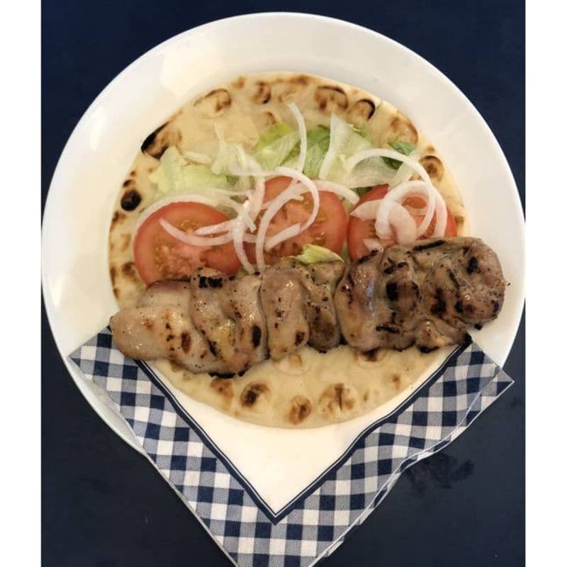 Chicken Souvlaki on a Pita Sandwich