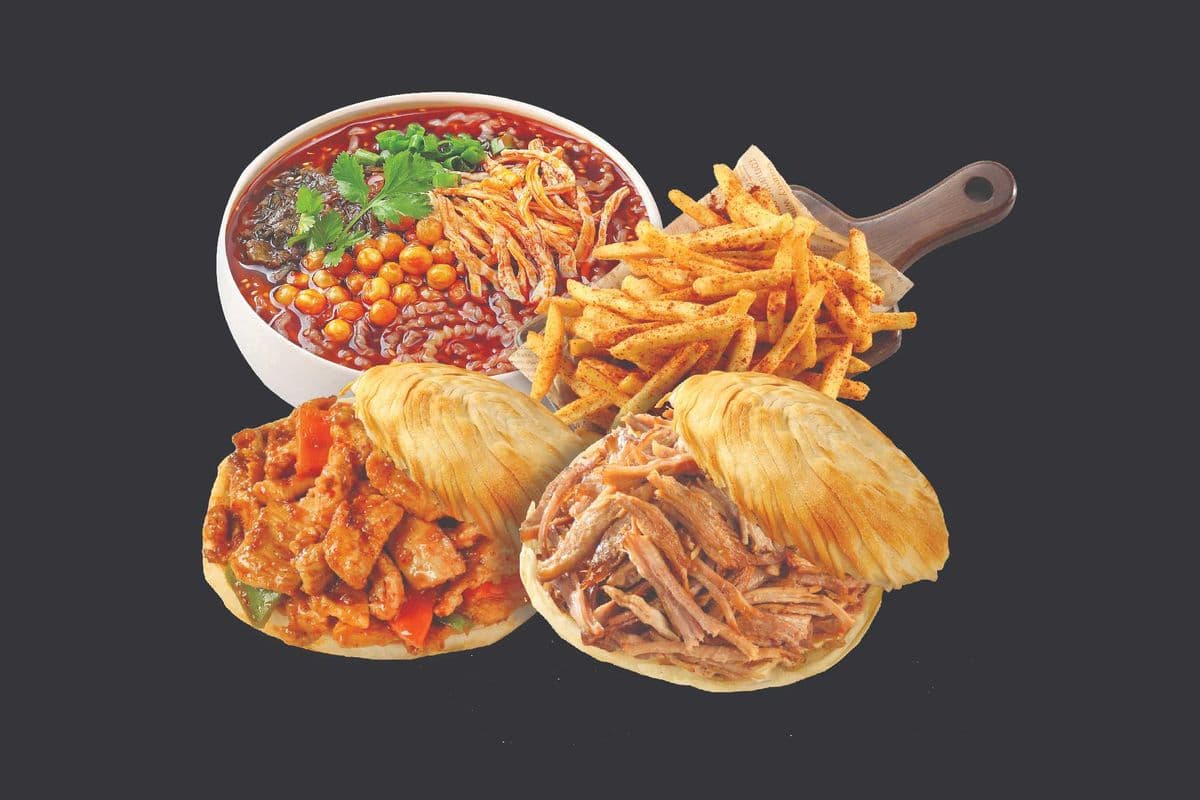 The Signature Pork & Cumin Chicken & Hot & Sour Glass Noodles & Smoking Hot Rockin' Fries