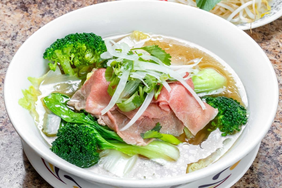 14. Rare Beef and Mixed Vegetable Pho Noodle Soup