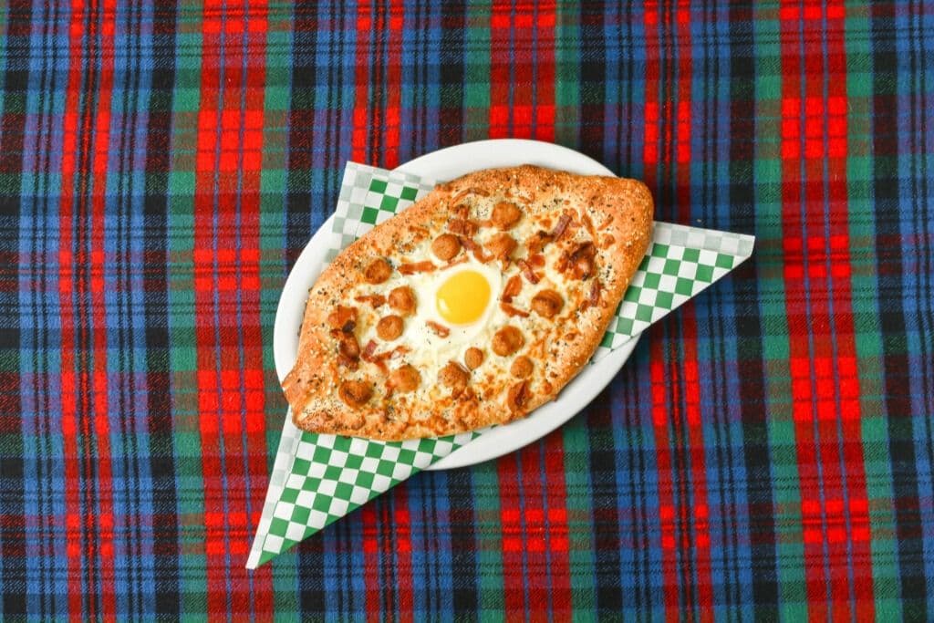 Sausage, Cheese, and Egg Khachapuri.