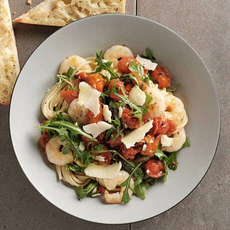 Charred Tomato & Garlic Prawn Pasta