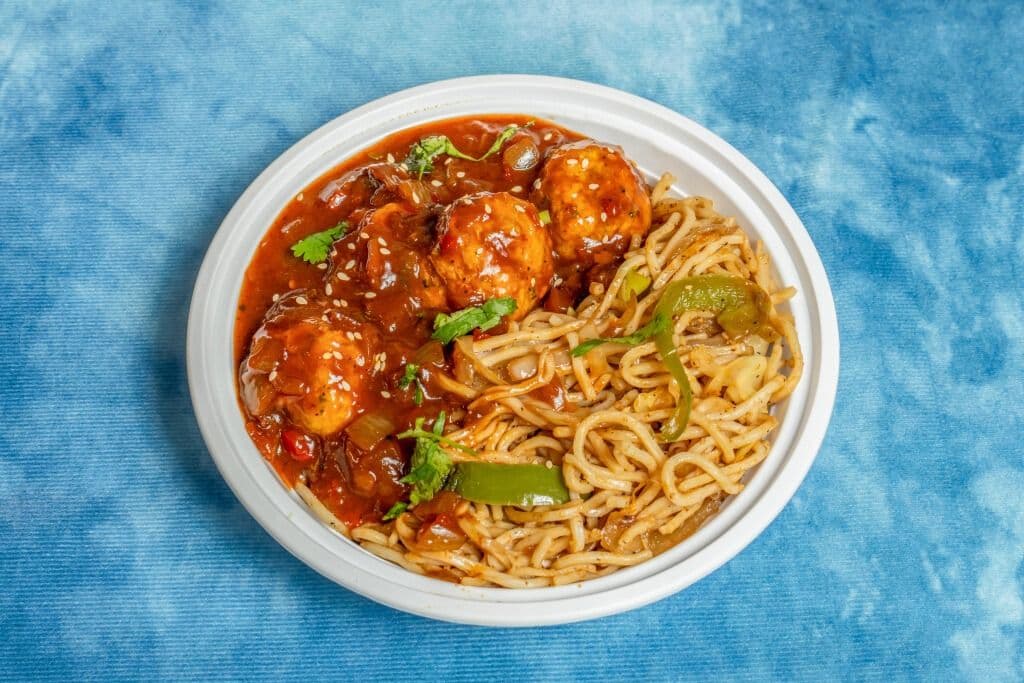 Vegetable Manchurian With Hakka Noodles