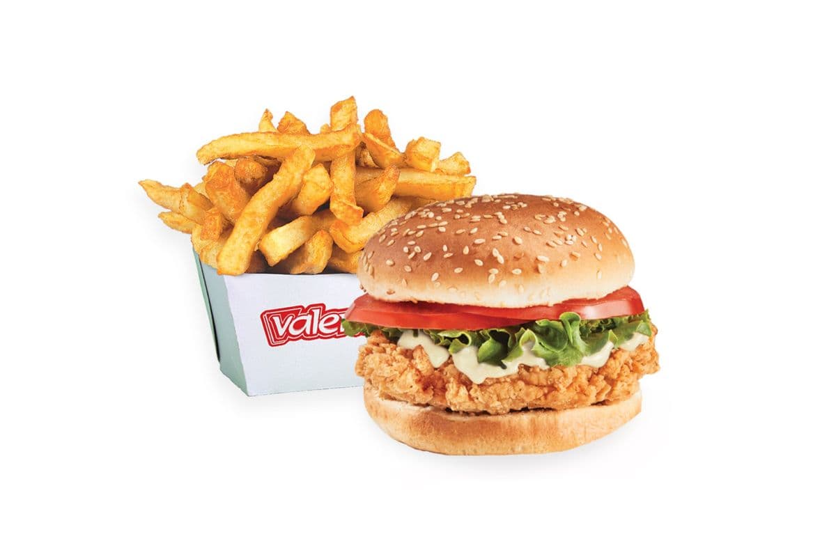 Burger de poulet avec frites / Chicken Burger with Fries