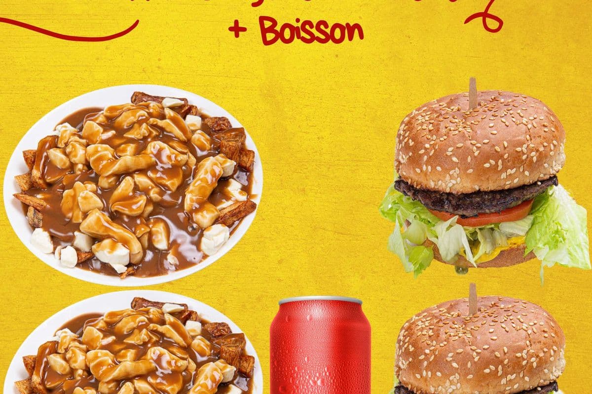 2 Hamburgers + 2 Poutine + Boisson