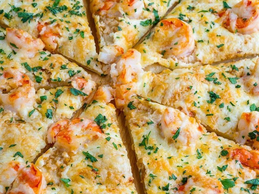 White Garlic Shrimp Pizza