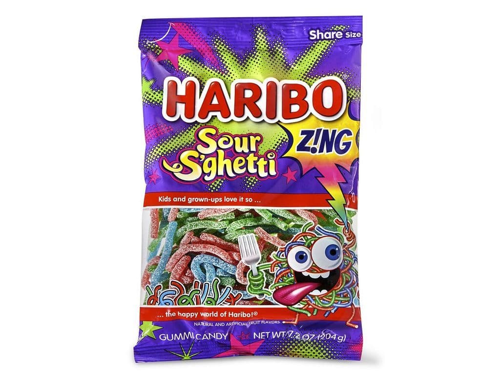 Haribo Sour Sghetti Gummy Candy Bag