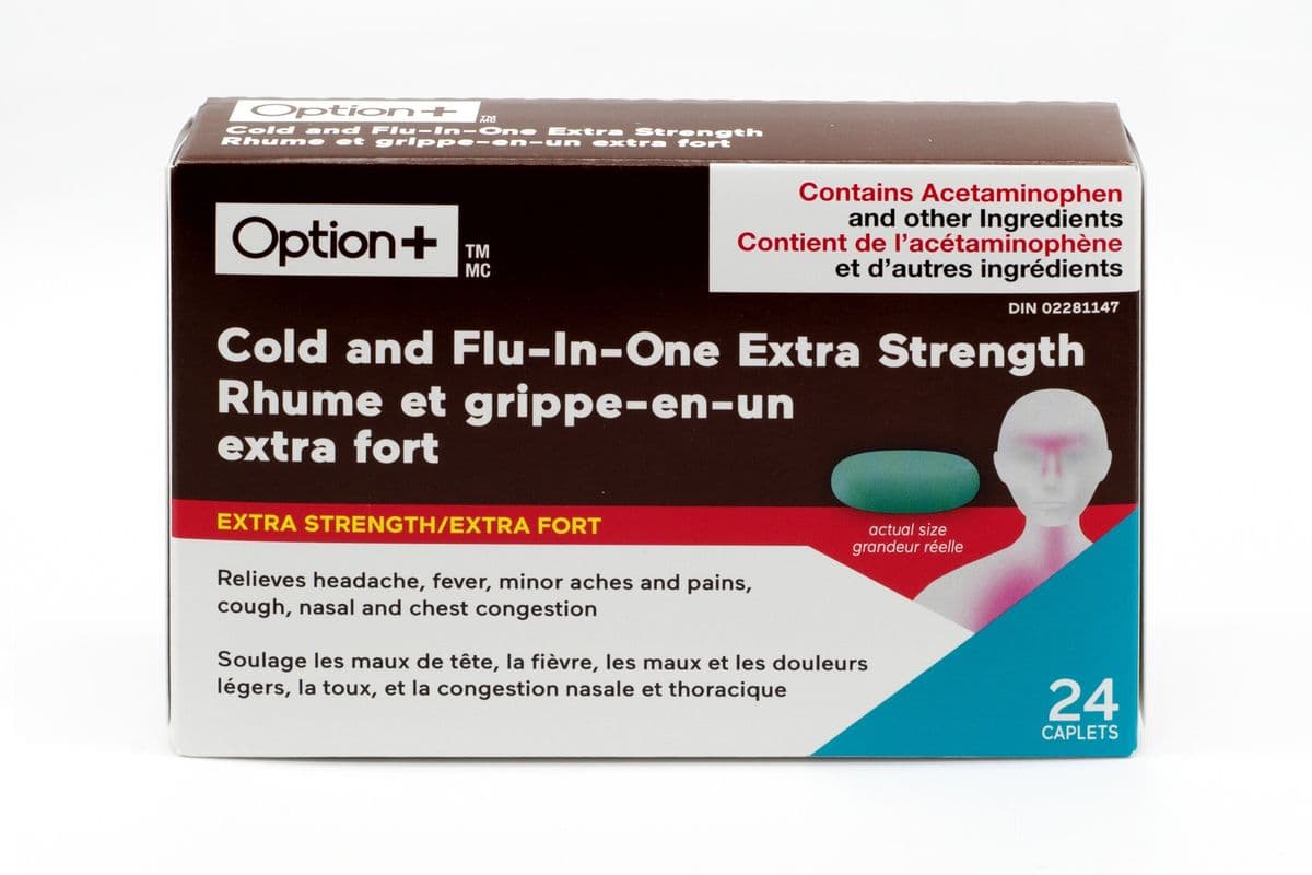 Option+ Cold and Flu-In-One Extra Strength (24 Caplets)