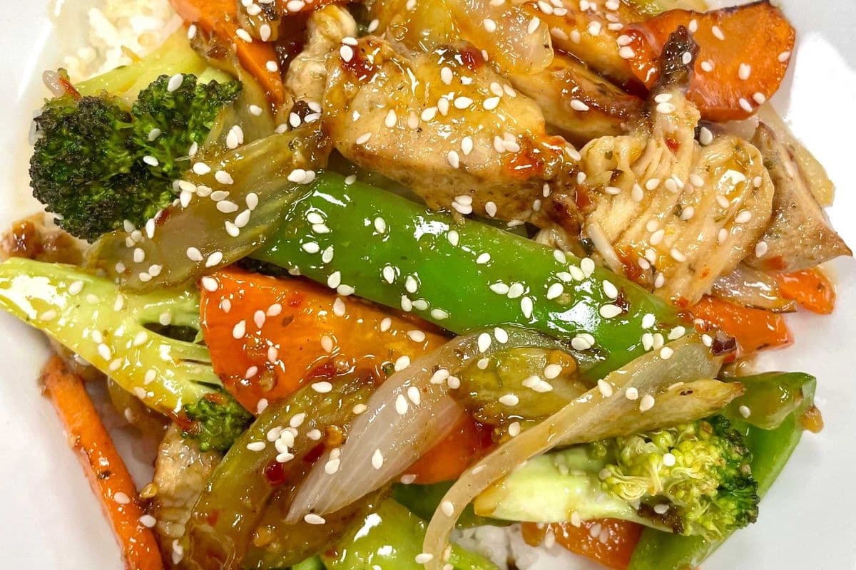 teriyaki stirfry on rice