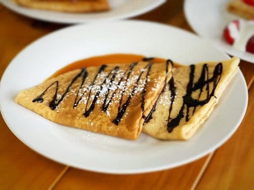 Fudge Brownie W/ Mocha Drizzle Crepe (V)