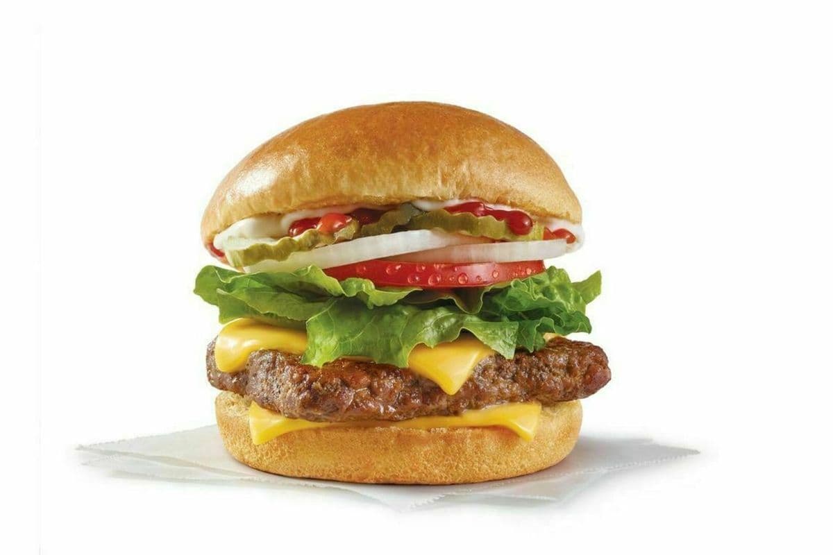 Dave's Single® with Cheese. (Cals: 590)