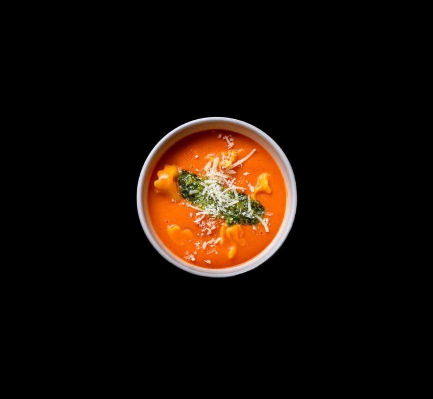 Creamy Tomato & Tortellini with Grana Padano & Basil Pesto
