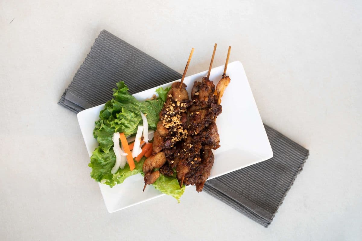 613. Grilled Pork with Satay Sauce - Sate Xiem Thit Heo (3 pcs)