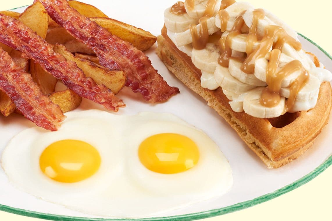 Gaufre bananes (crème pâtissière choco-noisette ou caramel salé) pour Adam