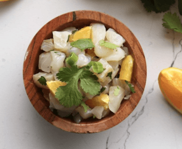 Ceviche de pétoncles et tilapia