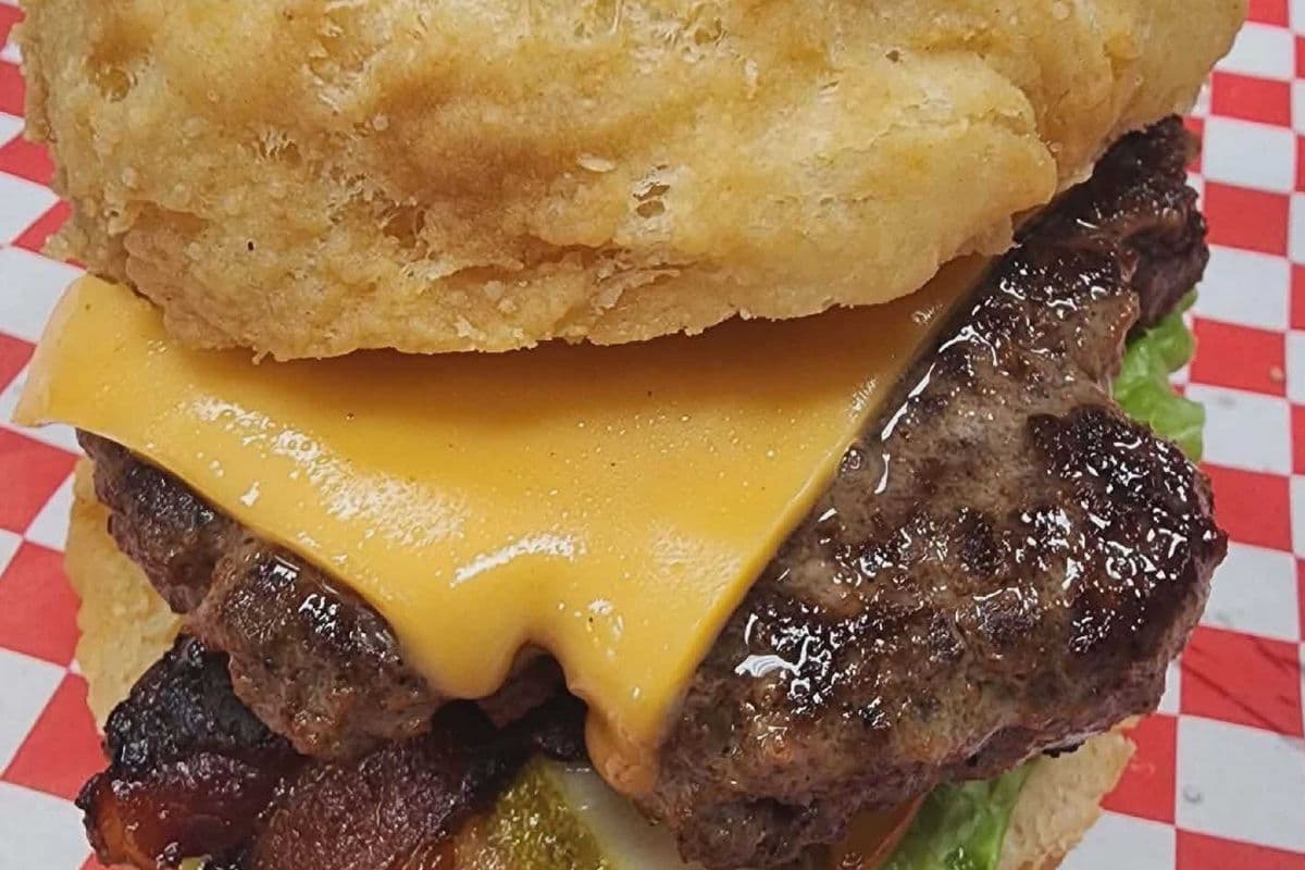 Fried Bread Bison Burger