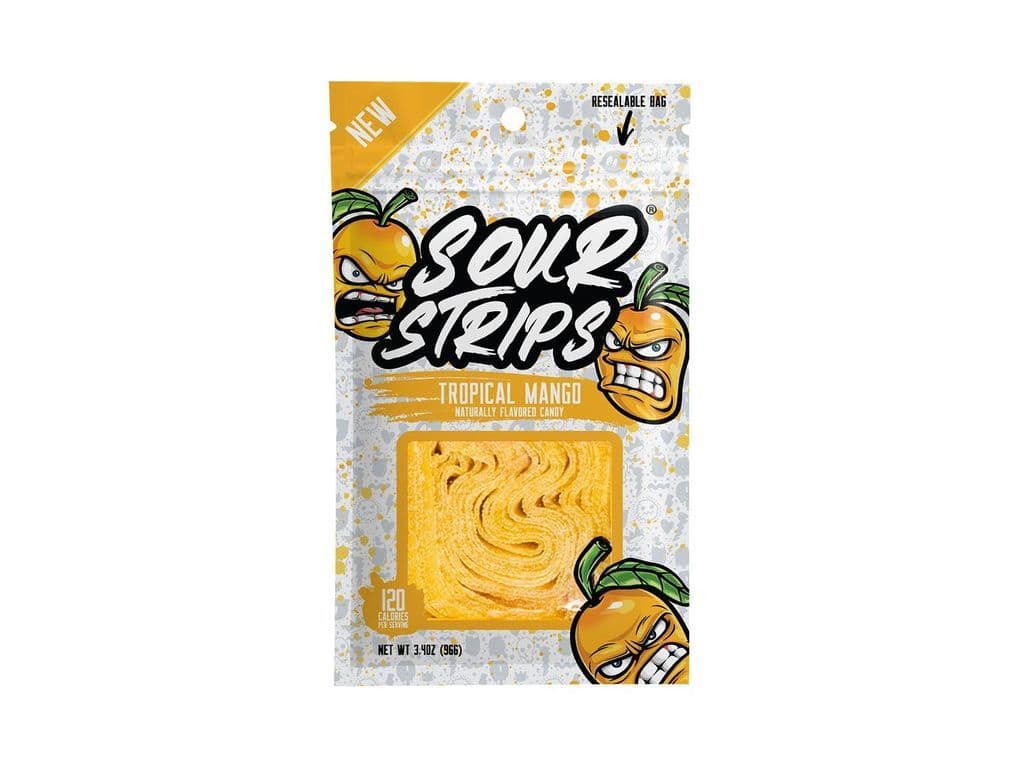 Sour Strips Tropical Mango Candy Belt Gummies 96g Sweet and Tangy