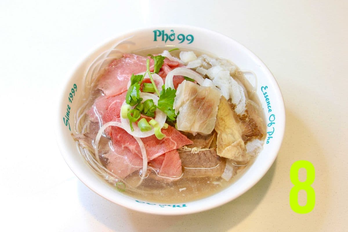 8. Phở Steak, Well-Done Flank, Soft Tendon, and Beef Tripe