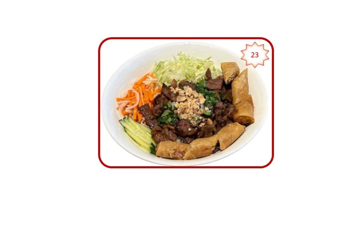 23. Grilled Pork and Rice Vermicelli with Spring Rolls