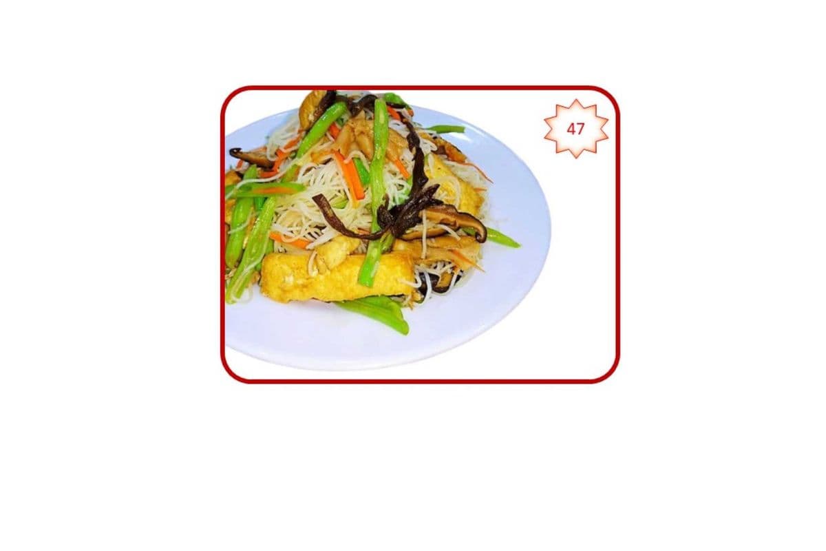 47. Stir Fried Vegetarian and Tofu on Rice Vermicelli