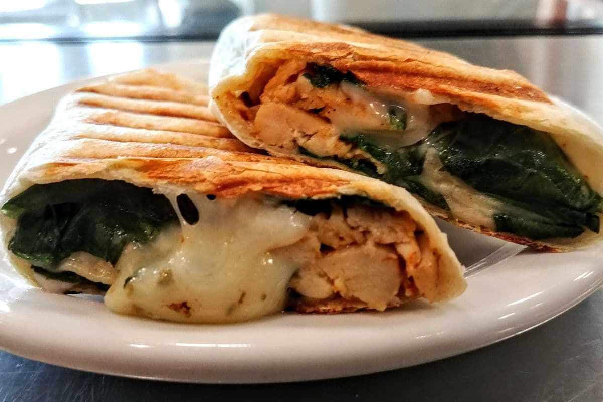 Spinach Chicken and Ranch Dressing Cheese Wrap