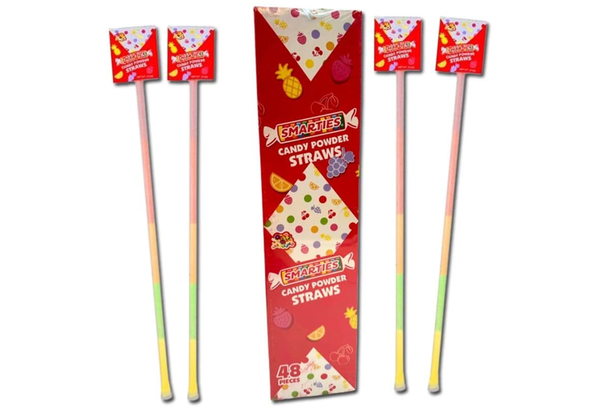 Smarties candy assorted powder straw