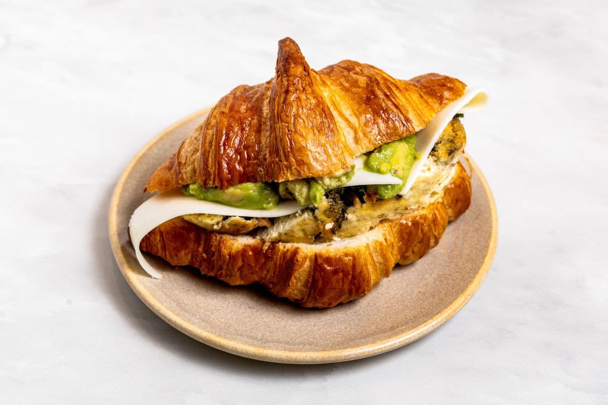 Breakfast Croissant with Mozza, Asiago, and Avocado