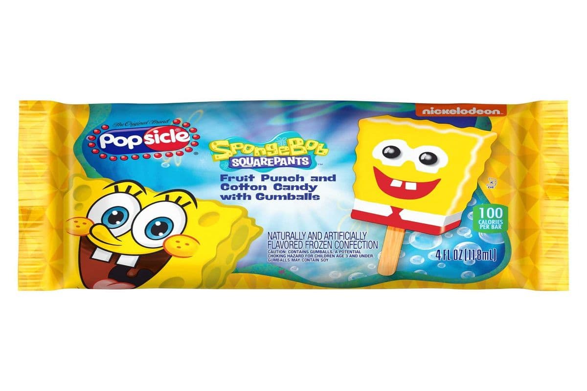 SPONGEBOB SQUARE PANTS (FRUIT PUNCH & COTTON CANDY ICE POP) (118ML) (90 Cal)