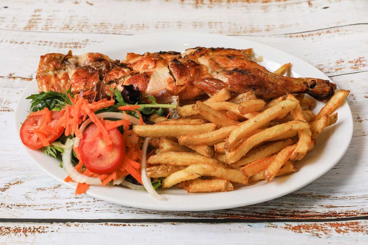 Demi-Poulet avec Crevettes / Half chicken with Shrimps