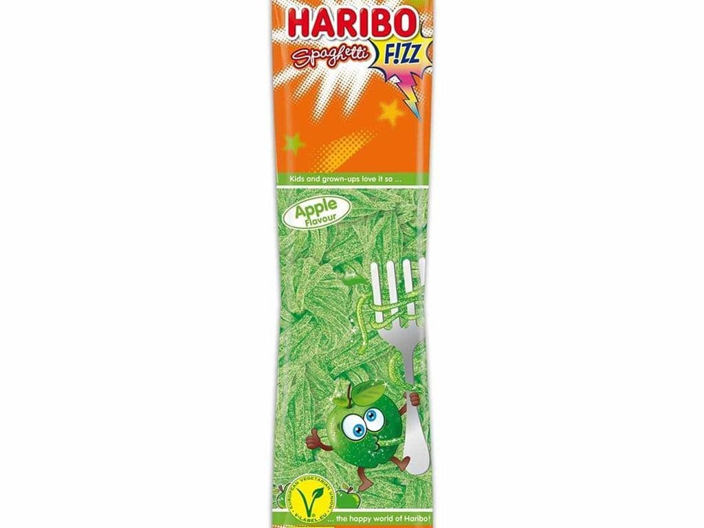 Haribo Spaghetti Fizz Sour Strings Apple 200g Gummy Candy Bag Vegan