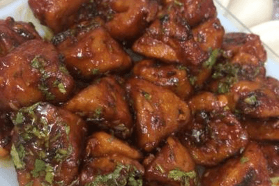 Chilly Soya Chaap Plate with gravy