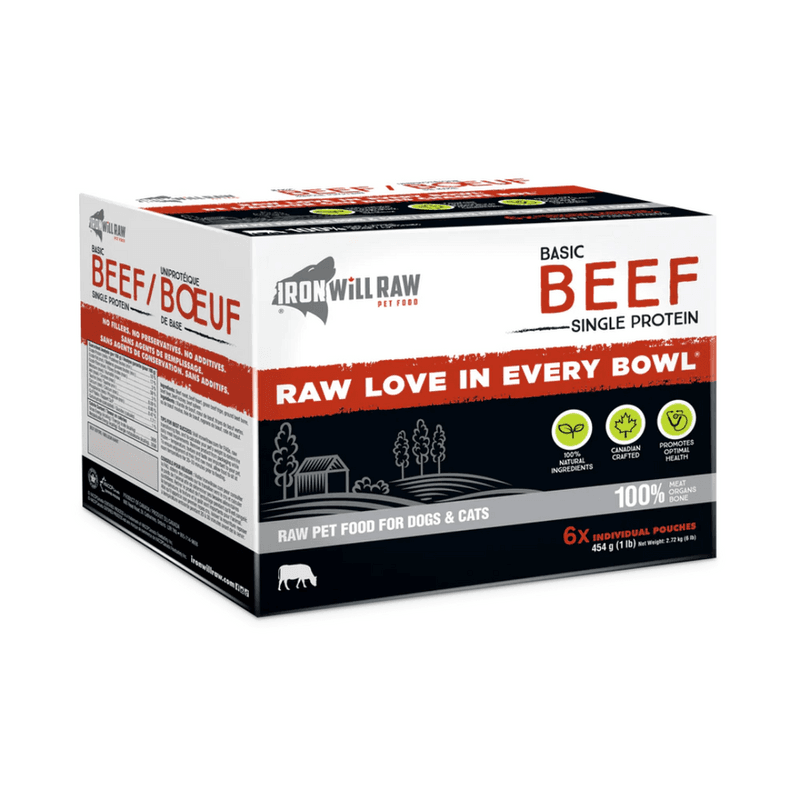 Iron Will Raw Frozen Dog and Cat Food - Dog & Cats Basic Beef (6 lb)