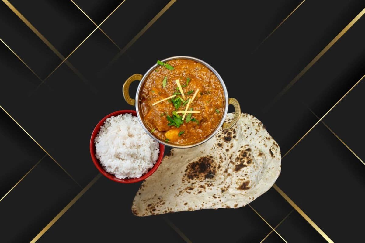 Chicken Curry, Rice, and One Naan