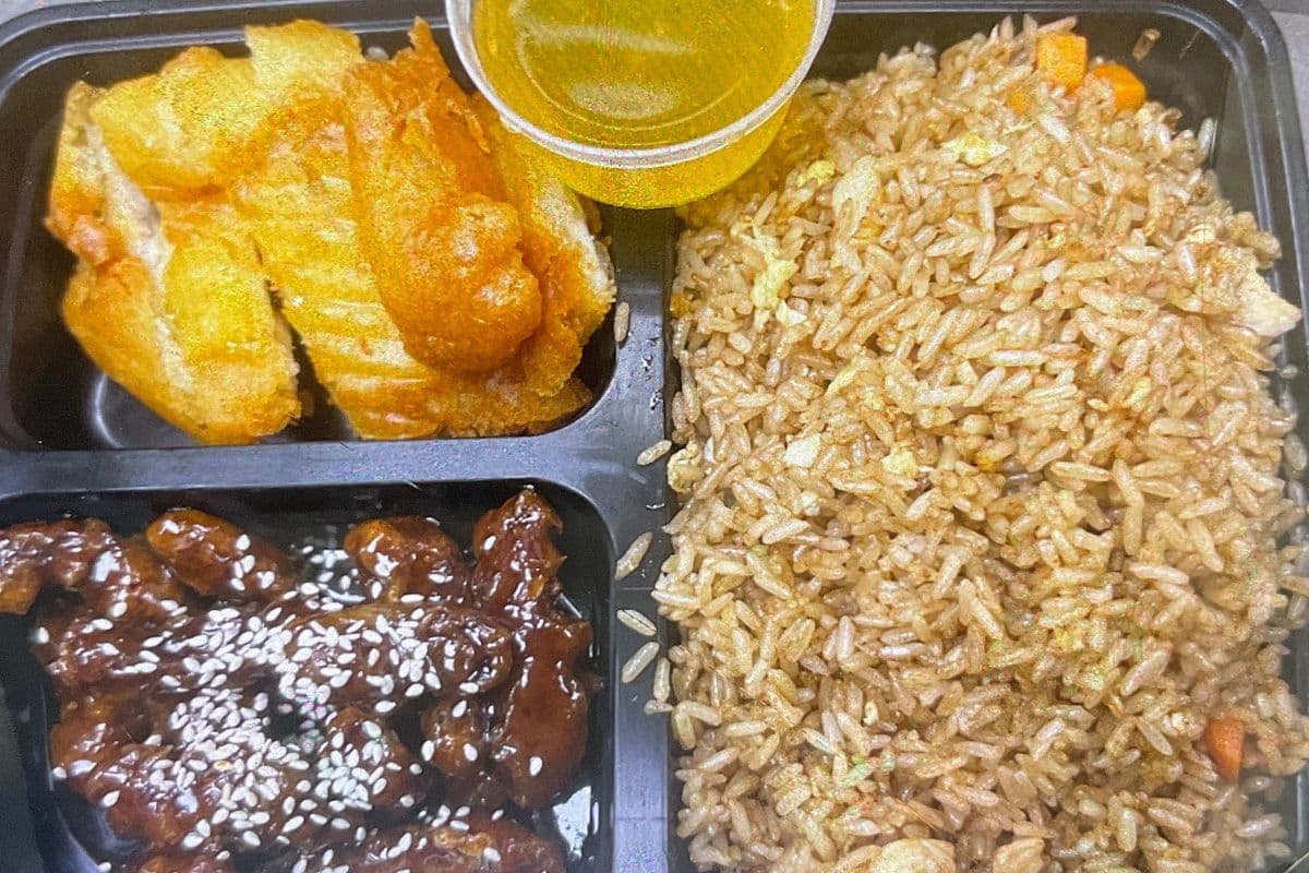 F. Chicken Fried Rice, Lemon Chicken, Ginger Beef