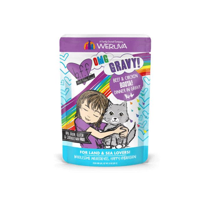 Weruva Wet Cat Food - BFF OMG Gravy Beef & Chicken Booya! Pouch (2.8 oz)