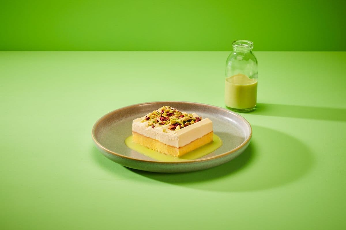 Vanilla, Rose, and Pistachio Milk Cake
