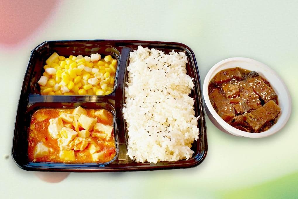 Vegetarian Braised Pork Belly with Pickled Mustard with Rice. / 素梅菜扣肉飯