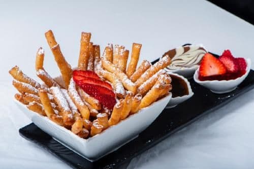 Chocolate Fudge Funnel Cake Fries