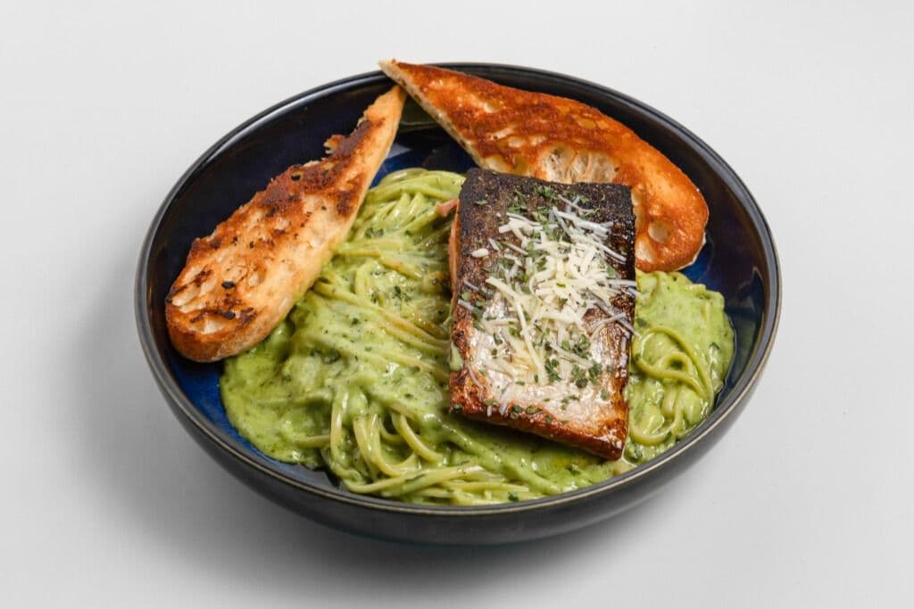 Salmon Pesto Linguini