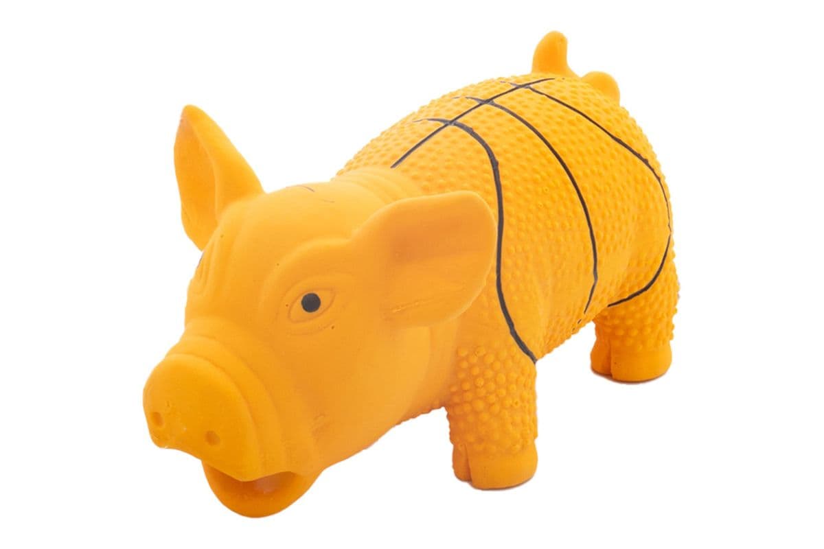 6" Pampered Pal Pig Orange Latex Dog Toy
