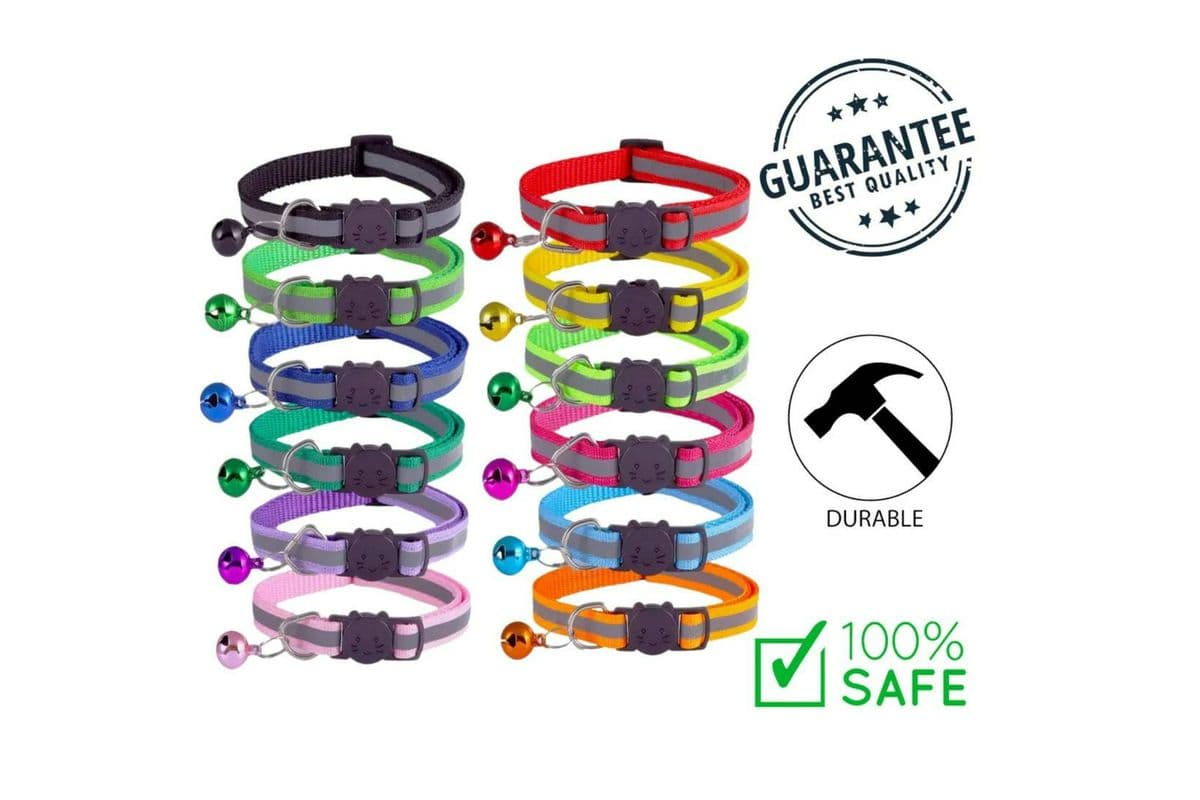 Ashario Pets Reflective Breakaway Cat Collar Large Purple
