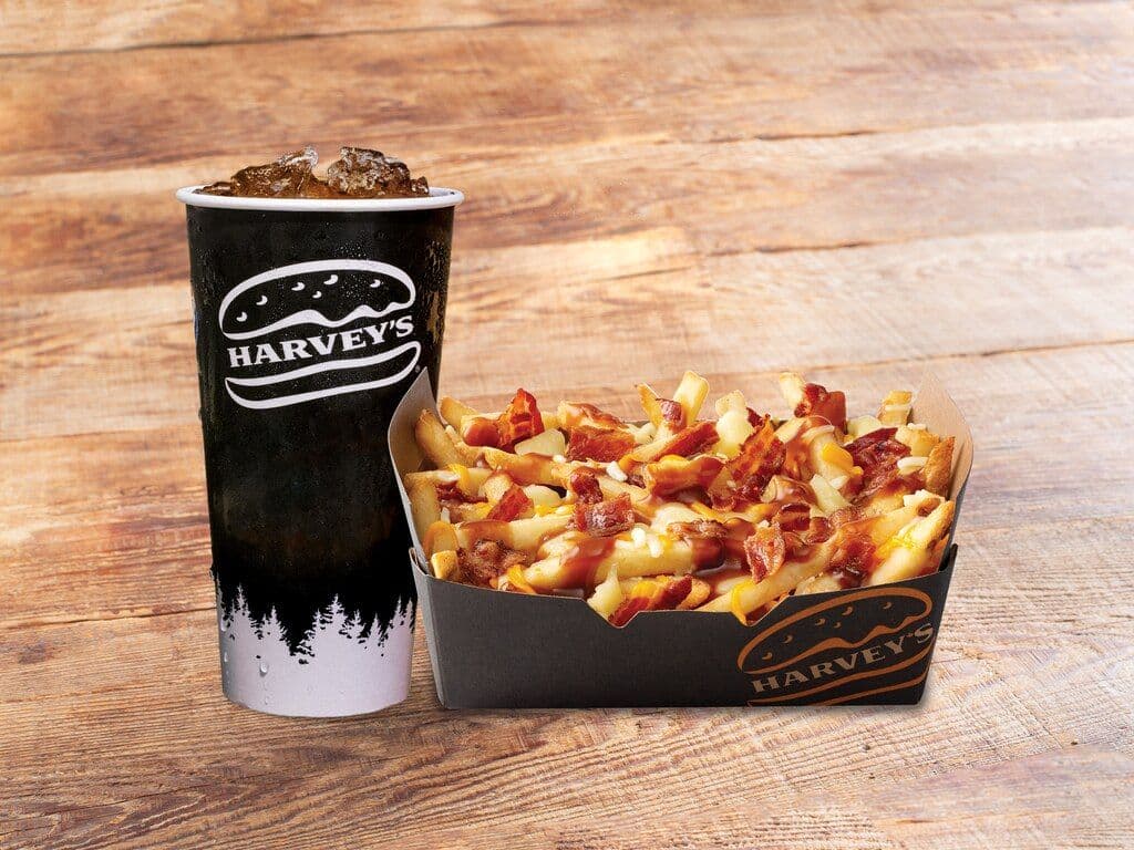 Large Bacon Double Cheese Poutine with 20 oz Soft Drink